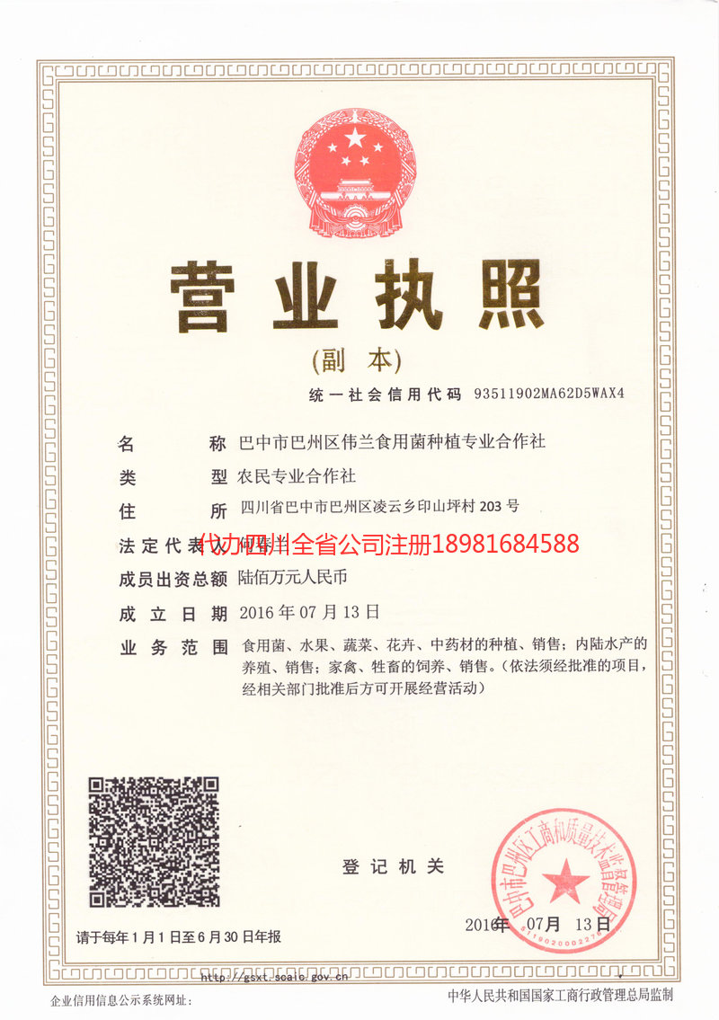 楚雄彝族自治州楚雄彝族自治州伟兰食用菌种植专业合作社